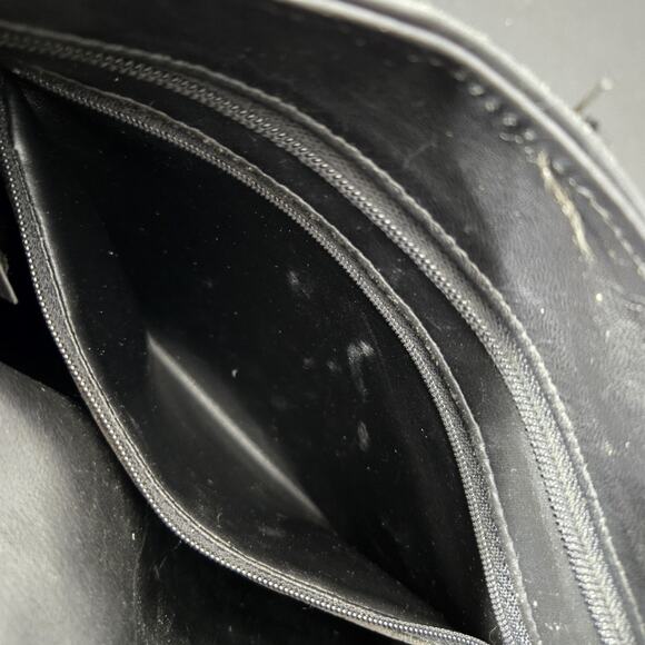 C.L. Whiting Collection Leather Crossbody Satchel Leaf Design Black& Camel Color - Picture 14 of 16